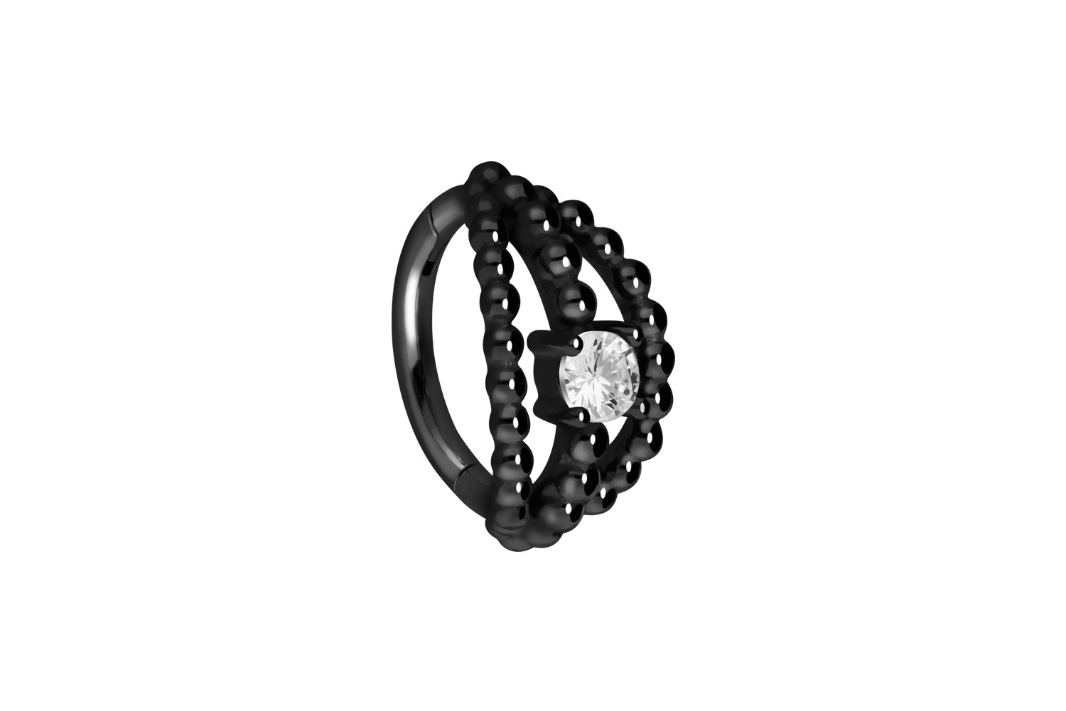 Chirurgenstahl Segmentring Clicker Piercing 3 KUGELREIHEN + KRISTALL